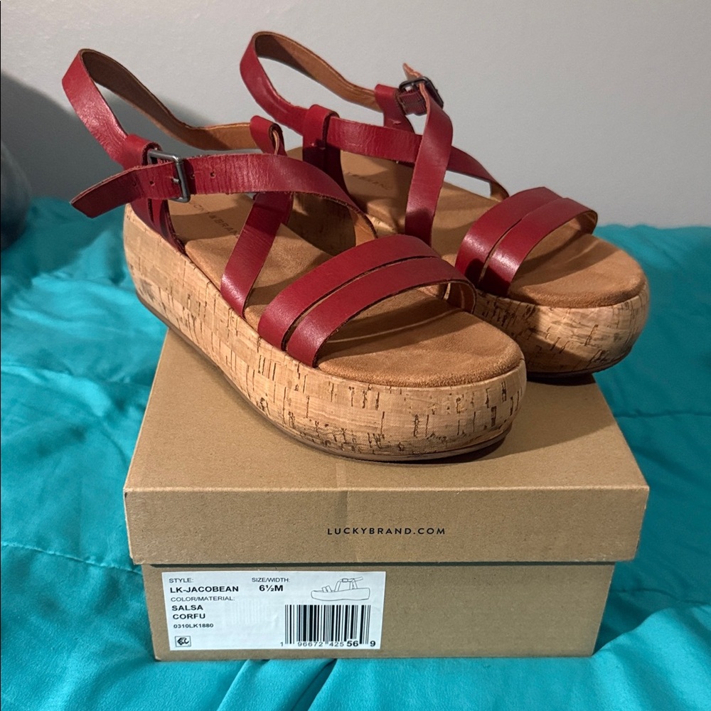 Lucky Brand Women's Red Platform Sandals